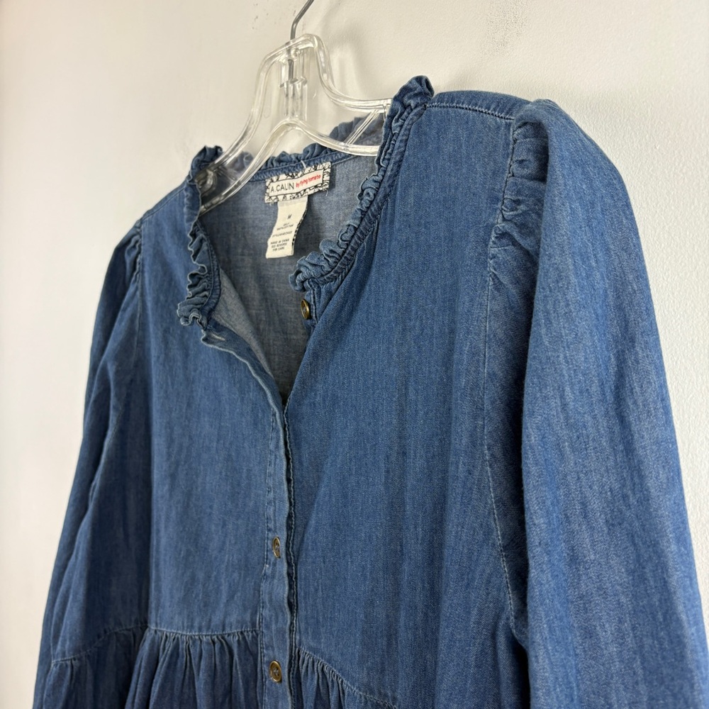 Flying Tomato Denim Button-Front Tiered Dress - Picture 4 of 12